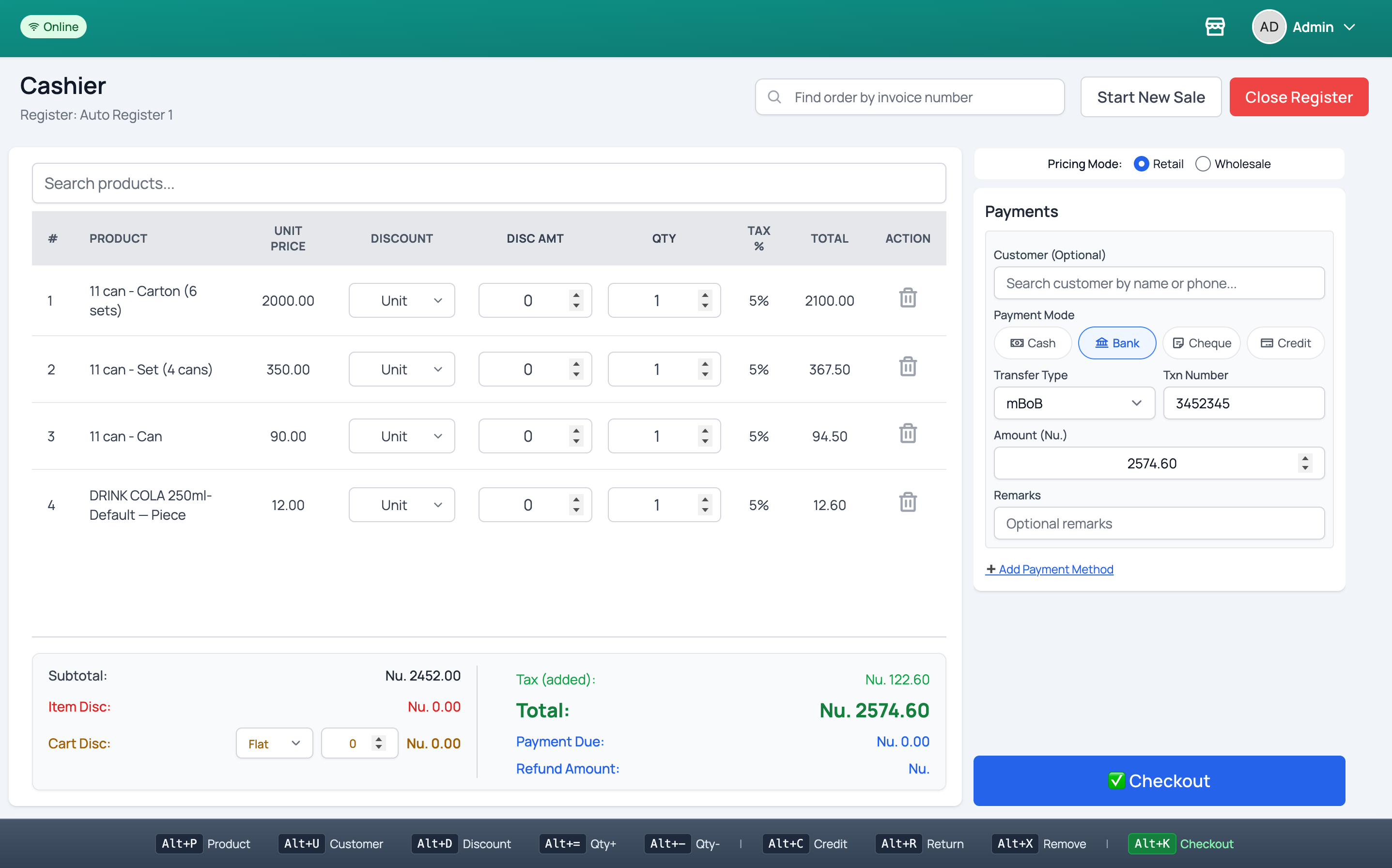 YetiPOS Cashier Interface - Fast billing with product search and payment options